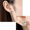 Pendientes de Plata de Ley con Cierre de Mariposa, Forma de Corazón de Melocotón, Diamantes Super Brillantes, Pendientes Conmovedores 'Escuchando el Amor', Pendientes Hermosos de Circonita con Forma de Corazón Simétrico