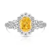 Anillo de Huevo de Paloma con Corte de Flor de Hielo Flor de Ciruelo de Venta Caliente con Gemas de Colores Súper Brillantes y Anillo de Diamante de Alto Carbono, Disponible para Transmisión en Vivo y Dropshipping