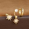 Brincos de Zircônia Estilo Ins Pingente de Coração Estrela Cruz Brinco de Osso da Orelha Prego de Orelha Peça Plana Anel Brincos Conjunto de 3 Peças para Mulheres