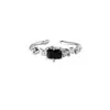 Anillo Rosa de Zirconia Estilo Coreano para Mujer Nicho Gama Alta Lujo Ligero Estilo Ins Abierto Versátil Apilable Dedo Índice Anillo de Verano