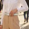 Cinturón de Cuero con Hebilla de Pin Luminiscente Fluorescente Estilo Nuevo para Mujer, Transpirable, Moderno, Versátil, Adecuado para Jeans, Personalizable