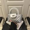 Bolsa Estilo Chanel Feminina 2025 Nova Moda Diamante Xadrez Bolsa de Corrente Texturizada Nicho Ombro Transversal Bolsa Quadrada