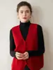 Outono e Inverno Novo Colete de Tricô de Caxemira com Decote V Estilo Chinês Feminino Look Solto Emagrecedor Versátil Colete Tricotado Colete Top
