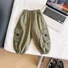 Fengzhigu 2024 primavera nuevo pantalones para niños estilo japonés y coreano overol de moda para niños todo partido bolsillo grande pantalones casuales