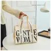 Bolsa de Lona Estampada con Letra Personalizada Sencilla para Mujer Tailandesa 2024 Nuevo Bolso Bandolera de un Solo Hombro