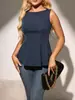 Comercio Exterior Transfronterizo Ropa de Mujer Nuevo Estilo Sencillo Color Sólido Ceñidor de Cintura Adelgazante Camisa Top