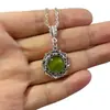 Collar Colgante Elegante Vintage Estilo Renacentista Bohemio con Piedra Verde Flor y Vid