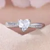 Anel de Prata Esterlina S925 com Zircônia em Formato de Coração com Letras Pretas Dentro do Anel para Proposta de Namorada Anel Simples Moda Europeia e Americana