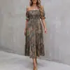 Vestido de Verano 2026 Nuevo Estilo Bohemio Exótico de Vacaciones Hombros Descubiertos Mangas de Princesa Vestido de Vacaciones en la Playa