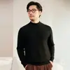 Suéter de Cachemira 100% Cachemira Pura de Cabra Otoño/Invierno Nuevo para Hombre Casual de Color Sólido Cuello Alto Medio Jersey de Punto Cálido