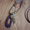 Collar con Colgante de Pluma de Aleación Simple Multicapa de Cuerda de Cera Coreana, Fuente de Joyería de Comercio Electrónico Transfronterizo de Estilo Retro