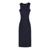 Vestido sexy sin mangas con escote en V para mujer, nuevo estilo de verano, ajustado, plisado, ceñido a la cintura, vestido bodycon de longitud media