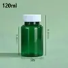Gorra Blanca de Poliéster Botella Pequeña de Medicina Color Té Azul-Verde PET Botella Dispensadora Sellada de Plástico Botella de Empaque de Cápsulas Sólidas En Stock