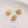 Hebilla de Cierre para Acabado de Collar de Cristal y Perlas, Cubierta de Oro de 14K que Conserva el Color, Inserto de Rosa Hecho a Mano para Manualidades, Accesorios de Joyería