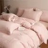 Juego de cama de cuatro piezas de algodón de fibra larga de alta calidad, jacquard tridimensional, bordado exquisito, 100% algodón, estilo romántico, colorblock