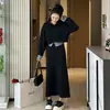 Coletes femininos de outono plus size combinam saia slim de estilo estrangeiro que rejuvenesce e emagrece mm200 kg moda duas peças femininas