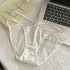 Braguitas de encaje satinado con vendaje de corazón, malla transparente sin marcas, entrepierna de algodón puro, sexys, rojas, de cintura baja.
