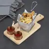 Novo Rack de Madeira para Batatas Fritas, Recipiente Criativo Estilo Americano para Frango Frito, Conjunto de Pratos Estilo Ocidental em Madeira de Acácia