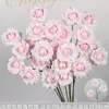 Rosas de Creme Simuladas de 3 Cabeças, Decoração de Fundo para Casamento, Arranjo de Flores para Guia de Estrada, Flores de Seda Estilo Europeu para Casamento, Flores Artificiais