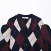 Casaco de Lã Mesclada com Malha de Diamante, Popular Europeu e Americano, Estilo Normcore, Temperamento, Para o Trabalho, Slim, Versátil, Vendido no Aliexpress