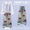 Camisa colete dopamina estilo coreano para meninas vivas e enérgicas, para usar em camadas, jeans doce, estilo escolar, conjunto moderno de três peças