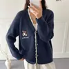 2025 Nuevo Estilo Perezoso Holgado de Punto Estilo Coreano Cárdigan Chaqueta para Mujer Suéter Exterior Bordado Look Adelgazante Top
