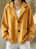 Outono Inverno 2026 Novo Estilo Transfronteiriço Moda Casual Feminina Europeia Americana Jaqueta com Capuz de Veludo Cotelê Cardigan Moletom Top