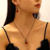 Juego de Joyería de Pendientes Colgantes con Forma de Gota de Agua y Calavera de Halloween Retro, Estilo Punk Oscuro, Joyería de Halloween