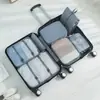 Bolsa de Armazenamento de Sete Peças para Viagem Bolsa de Organização de Roupas Bolsa de Armazenamento Portátil Grande Capacidade Bolsa de Armazenamento Classificadora para Mala
