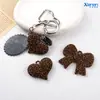 Colgante con Agujero para Colgar Estampado de Leopardo Flocado Colgante de Corazón con Lazo Accesorios para Colgar Bolsas Acrílico DIY Joyería Cadena de Teléfono Móvil