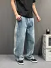 Jeans de rayas estilo retro americano de alta costura para mujer y hombre, lavado de otoño, pantalones casuales de corte holgado con tres rayas, estilo de pierna ancha