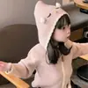 Cardigã de tricô para meninas outono look estiloso suéter de manga comprida para bebê top infantil primavera e outono roupas infantis moderno