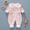 Ropa de bebé, ropa de primavera, manga larga, linda princesa Ha, mono de algodón puro de doble capa para niña recién nacida, ropa de escalada de primavera y otoño