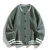 2025 Nuevo Cárdigan de Punto Oversize con Cuello de Béisbol, Botones, Bloques de Color, Estilo Japonés y Coreano, Ropa de Abrigo Unisex, de Moda