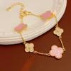 Pulsera de flor de fritilaria rosa con circonita galvanizada en oro real, pulsera elegante versátil, pulsera de lujo ligero de alta calidad para mujer, venta al por mayor