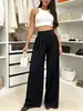 2026 Pantalones Anchos de Cintura Alta para Mujer Transfronterizos Europeos y Americanos, Pantalones Casuales de Longitud hasta el Suelo, Pantalones de Pinzas de Color Sólido Holgados para el Trabajo
