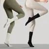 Calcetines de yoga con punta redonda, antideslizantes, estilo de tubo largo, color liso, transpirables, versátiles, aptos para Pilates y fitness, hasta la pantorrilla, disponibles para envío directo