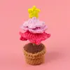 Flor de Girasol de Lana Tejida a Mano Flor Pequeña en Maceta Terminada Tulipán Rosa Ramo Simulado Adorno de Escritorio Regalo