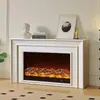 Chimenea Decorativa de Gabinete con Acabado Estilo Francés 1.2m Chimenea Eléctrica de Calefacción con Llama Simulada Retro Estilo Americano 1.5m Hecho a Medida