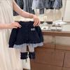 Cárdigan de punto empalmado de estilo coreano para niñas, nuevo, moderno y elegante para primavera y otoño, con lazo y leggings, conjunto de dos piezas, estilo de moda