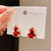 Pendientes Ankela Aguja de Plata Circonita Caballo Rojo para el Año del Caballo, Pendientes de Lujo Ligero de Gama Alta, Elegantes y Modernos Accesorios de Oreja para Mujer