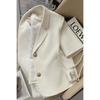 Chaqueta de Traje Blanca Cremosa de Manga Corta para Mujer Verano 2025 Nuevo Popular Cibernético Traje Corto para Viajeros para Hombres Pequeños