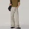 Jeans Lavado Estilo Retrô Americano de Verão para Homens e Mulheres, Calças Largas Casuais Versáteis de Perna Reta com Pregas para Casais