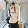 Nueva Camiseta de Moda para Mujer Verano 2026, Manga Corta, Corte Holgado, Estampado Estilo Americano, Cuello Redondo, Top Versátil para Mujer