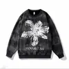 Moletom Masculino de Manga Longa Estilo Novo Mandala Flor Primavera, Outono e Inverno, Design Estrelado Tendência de Luxo Leve, Blusa Casual com Gola Redonda Rasgada