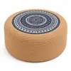Puf de Piso Hecho a Mano de Algodón y Lino de 50 cm | Cojín Redondo para Asiento Estilo Boho con Relleno de Espuma EPE