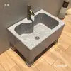 Pia de Mármore para Mop Externo, Tanque de Pedra para Mop de Pátio, Lavatório Externo de Varanda, Suporte de Mop em Escultura de Pedra