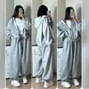 Traje Deportivo Casual Transfronterizo Kz Otoño e Invierno Estilo Coreano para Estudiantes Sudadera con Capucha Holgada y Pantalones Jogger de Chándal Conjunto de Dos Piezas
