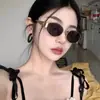 Gafas de Sol Redondas Metálicas Pequeñas Estilo Retro Americano para Mujer, Gafas de Sol Ovaladas de Gama Alta Estilo Urbano Europeo y Americano