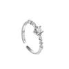 Anillo abierto de plata de ley S925 con diseño de encaje de cuatro garras para mujer, simple, dulce, de alto nivel, comercio exterior transfronterizo europeo y americano